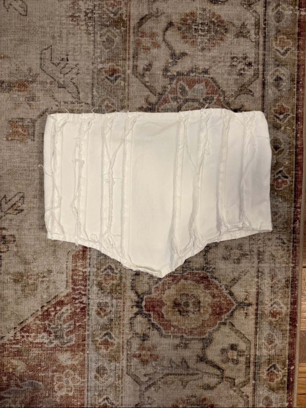 Nasty Gal White Strapless Raw-Edge Corset Tank